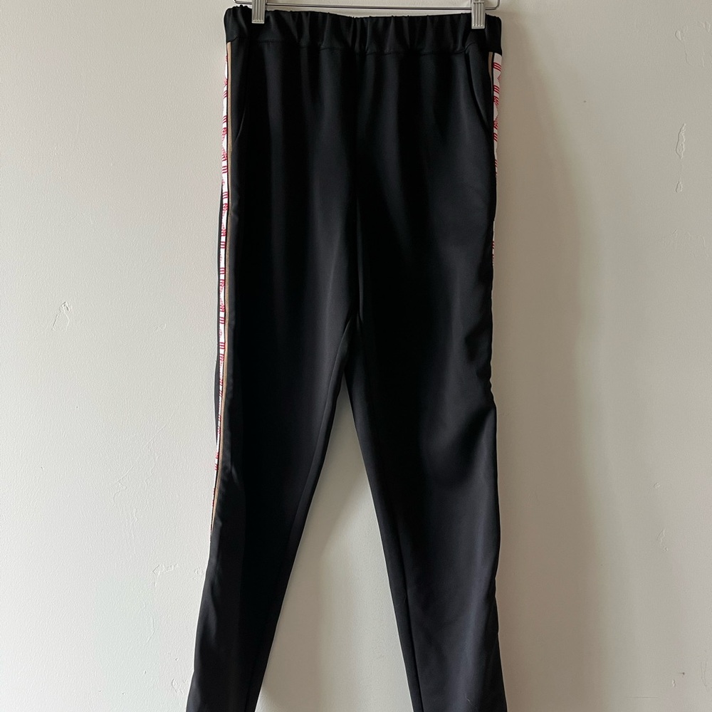 Maje - Black Track Pants with “M” Side Stripes